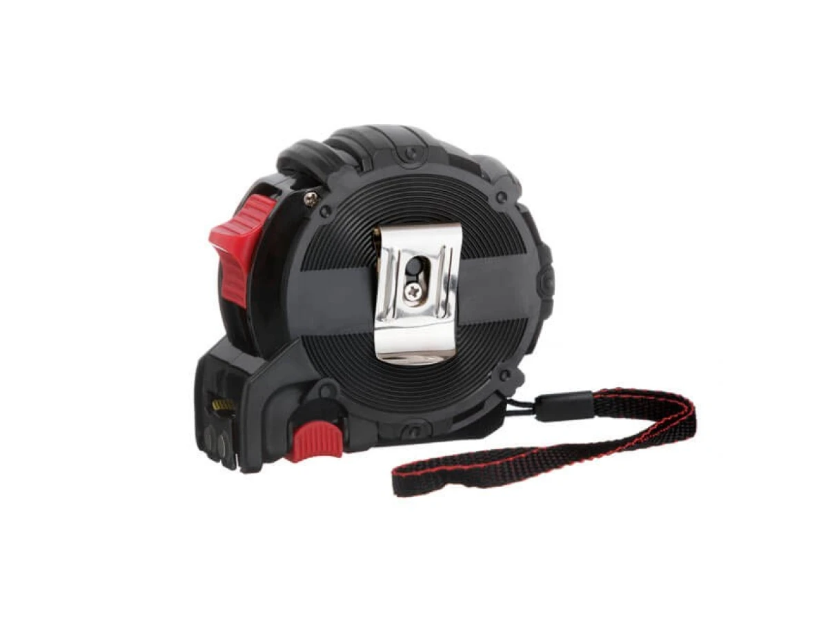 Рулетка з металевим полотном покритим нейлоном і магнітами на зачепі 8м * 25мм STORM INTERTOOL MT-0828 