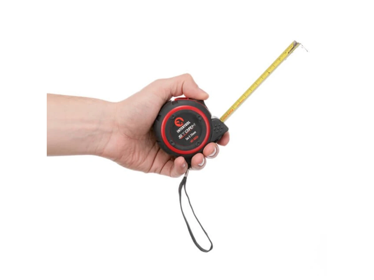 Рулетка з металевим полотном 5м * 25мм, нейлонове покриття полотна STORM INTERTOOL MT-0836 