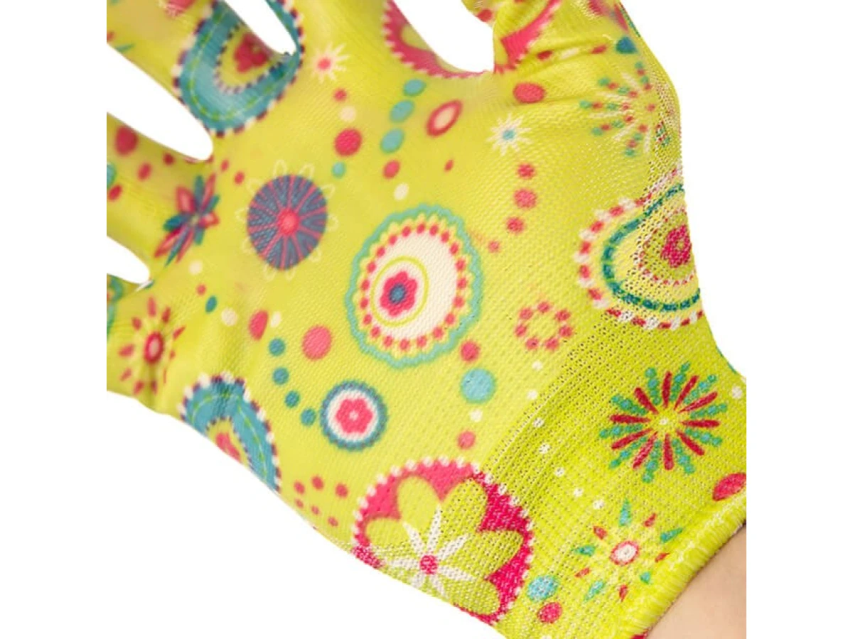 Перчатки садовые с нитриловым покрытием 8" желтые INTERTOOL SP-0165 