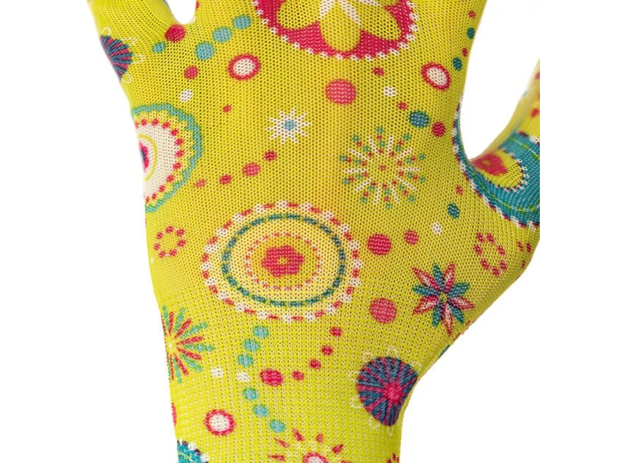 Перчатки садовые с нитриловым покрытием 8" желтые INTERTOOL SP-0165 