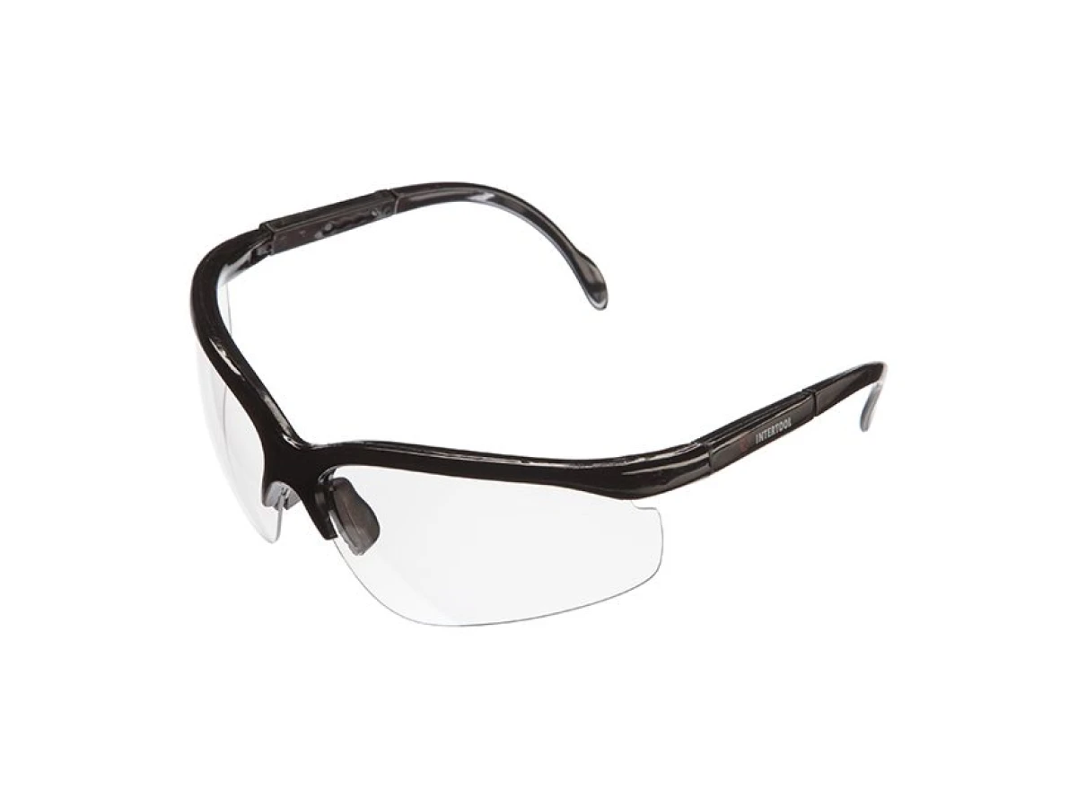 Очки защитные прозрачные, материал линз поликарбонат, материал заушников поликарбонат черного цвета,защита от удара, оптический класс 3 INTERTOOL SP-0089 