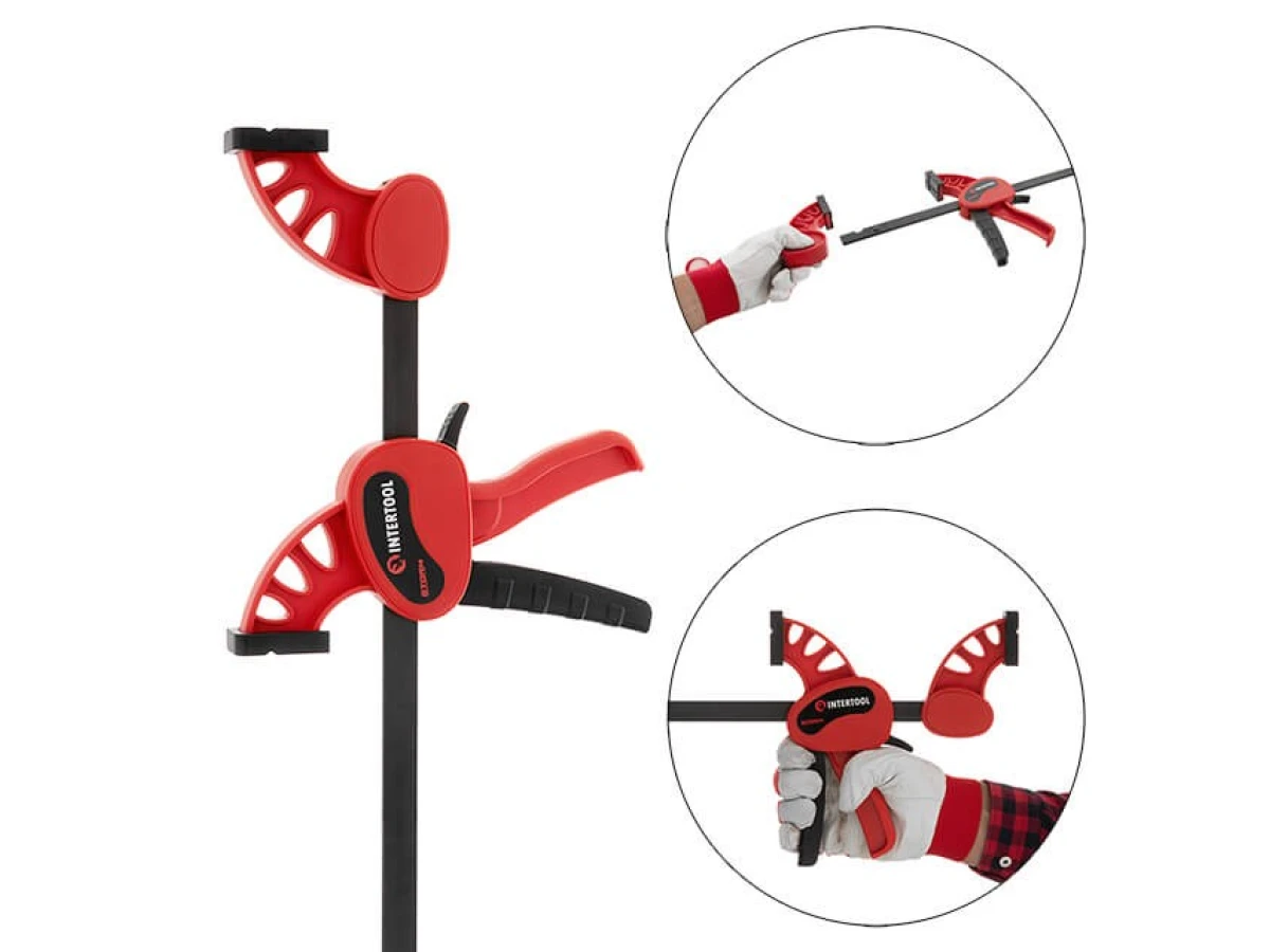 Струбцина автомат 600*75мм, зусилля затиску до 135 кг STORM INTERTOOL HT-6160 