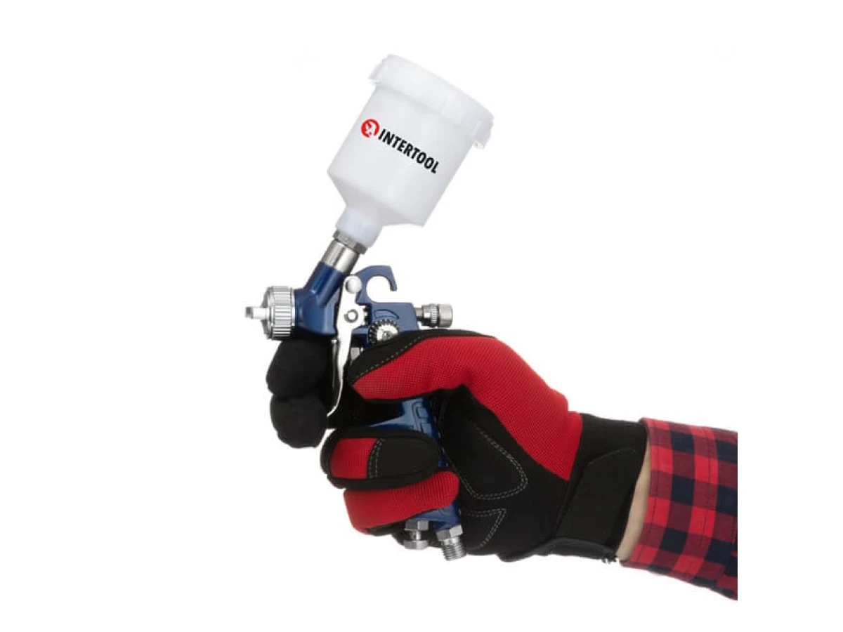 Фарбопульт пневматичний HVLP MINI, форсунка 1.0 мм, верхній пластиковий бачок 125 мл, 3 бар INTERTOOL PT-0121 