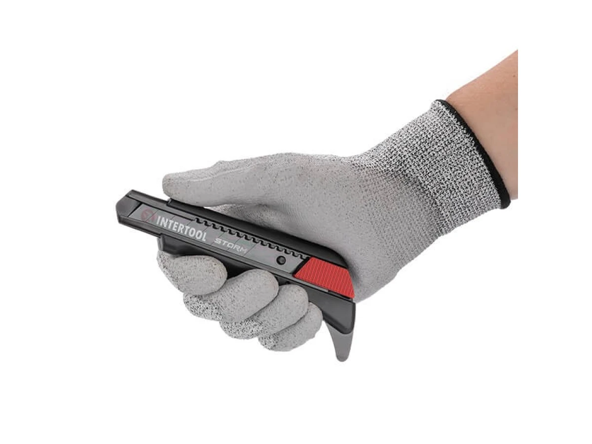 Нож сегментный для линолеума 18 мм, металлическая направляющая, STORM INTERTOOL HT-0538 