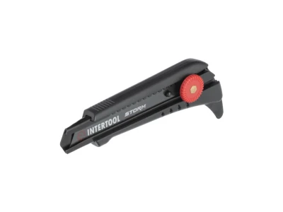 Нож сегментный для линолеума 18 мм, металлическая направляющая, винтовая фиксация STORM INTERTOOL HT-0539