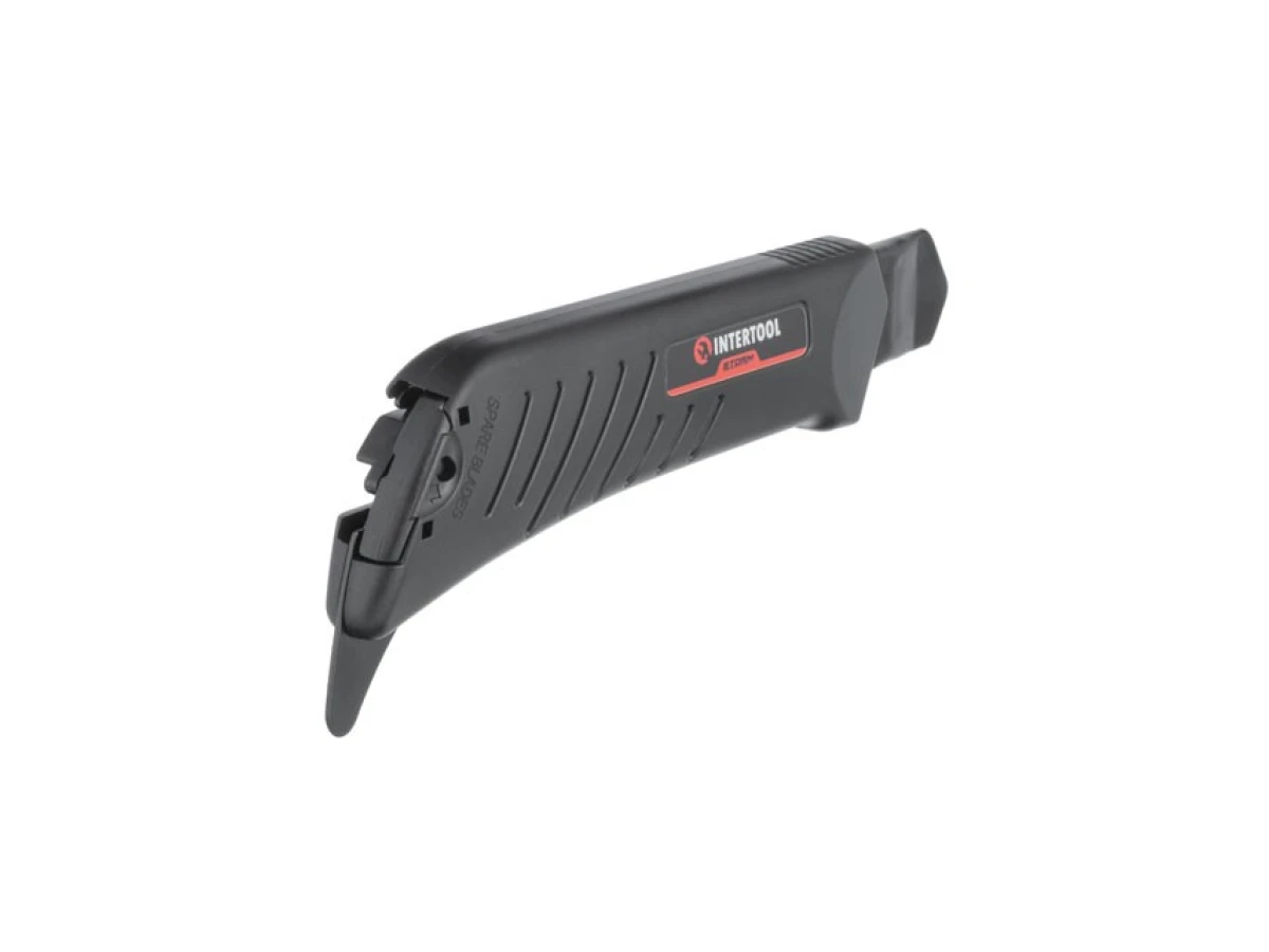 Нож сегментный для линолеума 18 мм, металлическая направляющая, винтовая фиксация STORM INTERTOOL HT-0539 