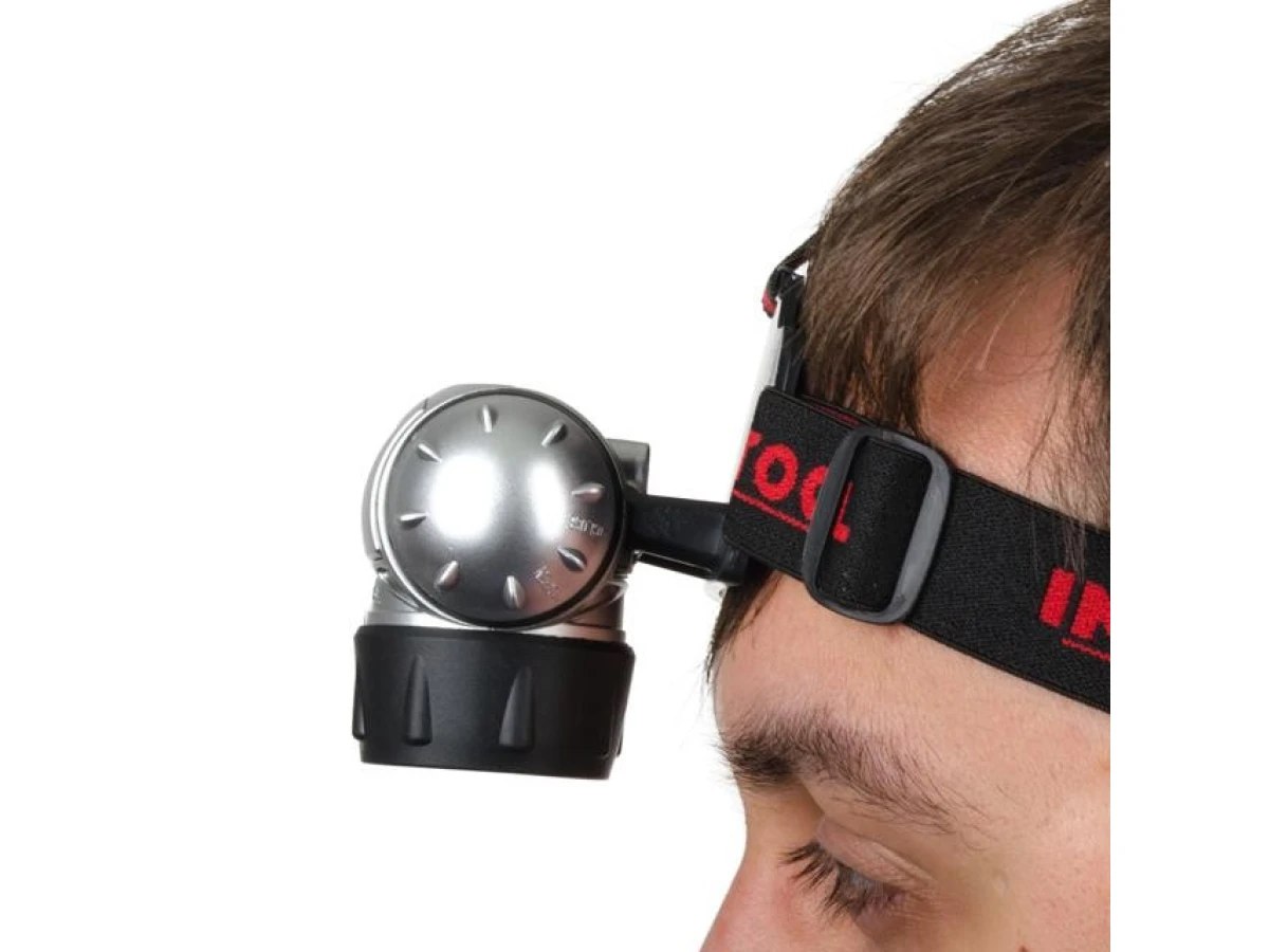 Ліхтар налобний світлодіодний, чотири режими роботи, 19 LED, батарейки 3 ААА. INTERTOOL LB-0301 