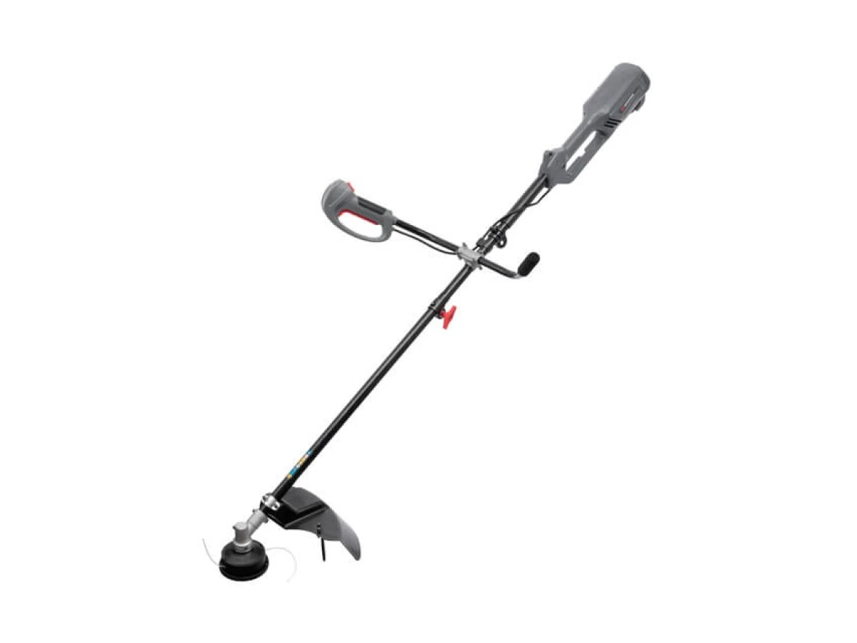 Триммер электрический, 1200 Вт, 230 В, ~50 Гц, 7500 об/мин, плавный пуск, диаметр вращения диска/лески 255/380 мм, катушка + 3-х зубчатый нож INTERTOOL DT-2246 