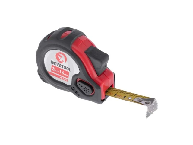 Рулетка сталева з фіксатором 3м x 16мм INTERTOOL MT-0603 