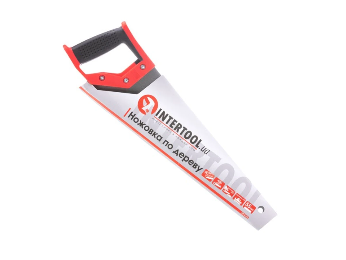 Ножівка по деревині c гартованим зубом 400 мм, 55 HRC INTERTOOL HT-3101 