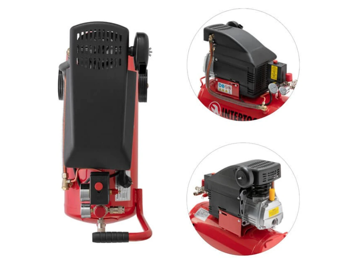 Компресор 24 л, 1500 Вт, 220 В, 8 атм, 206 л/хв. INTERTOOL PT-0010 