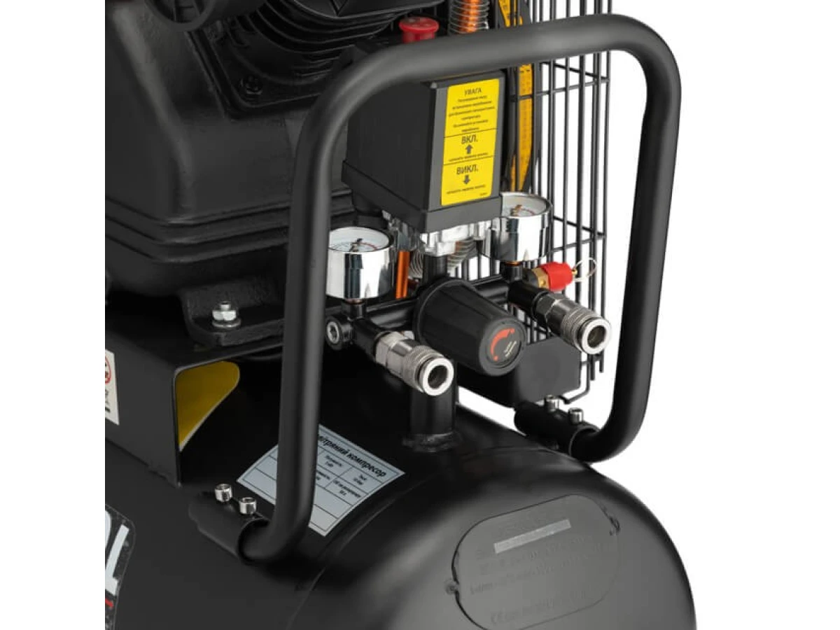 Компресор 50 л, 3 кВт, 220 В, 10 атм, 500 л/хв, 2 циліндри INTERTOOL PT-0016 