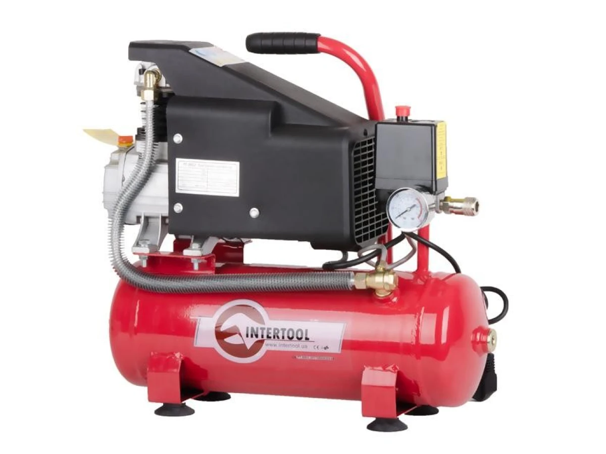 Компресор 9 л, 0.75 кВт, 220 В, 8 aтм, 160 л/хвил INTERTOOL PT-0002 
