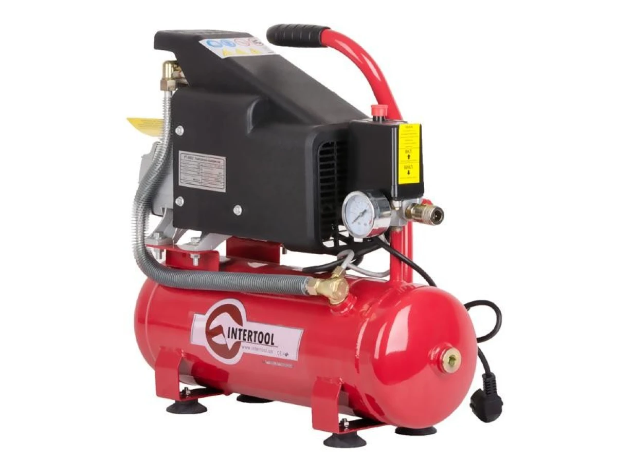 Компресор 9 л, 0.75 кВт, 220 В, 8 aтм, 160 л/хвил INTERTOOL PT-0002 