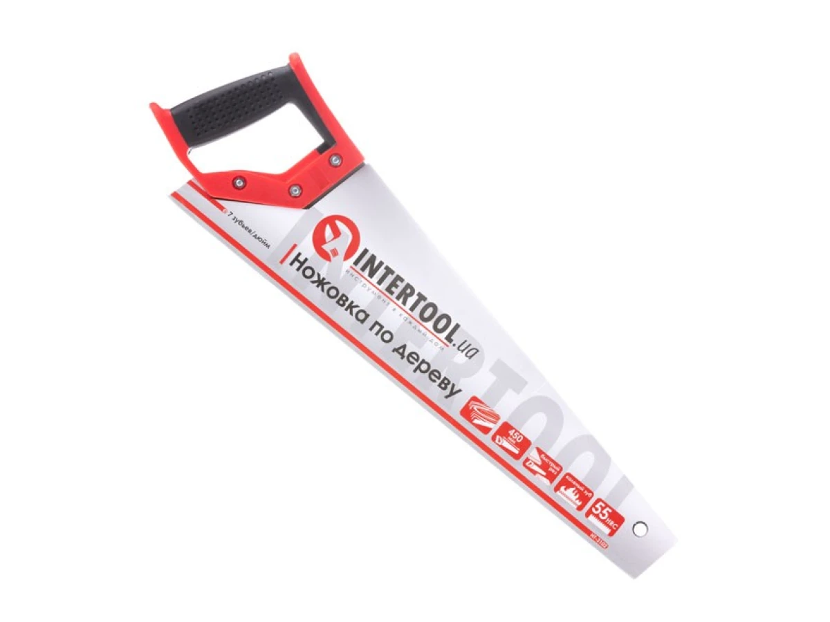 Ножівка по деревині c гартованим зубом 450 мм, 55 HRC INTERTOOL HT-3102 