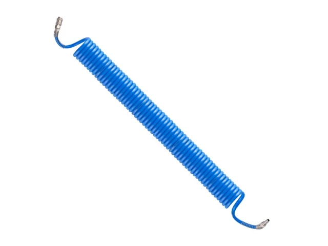 Шланг спіральний поліуретановий 8*12 мм, 15 м з швидкороз'ємними з'єднаннями INTERTOOL PT-1717 