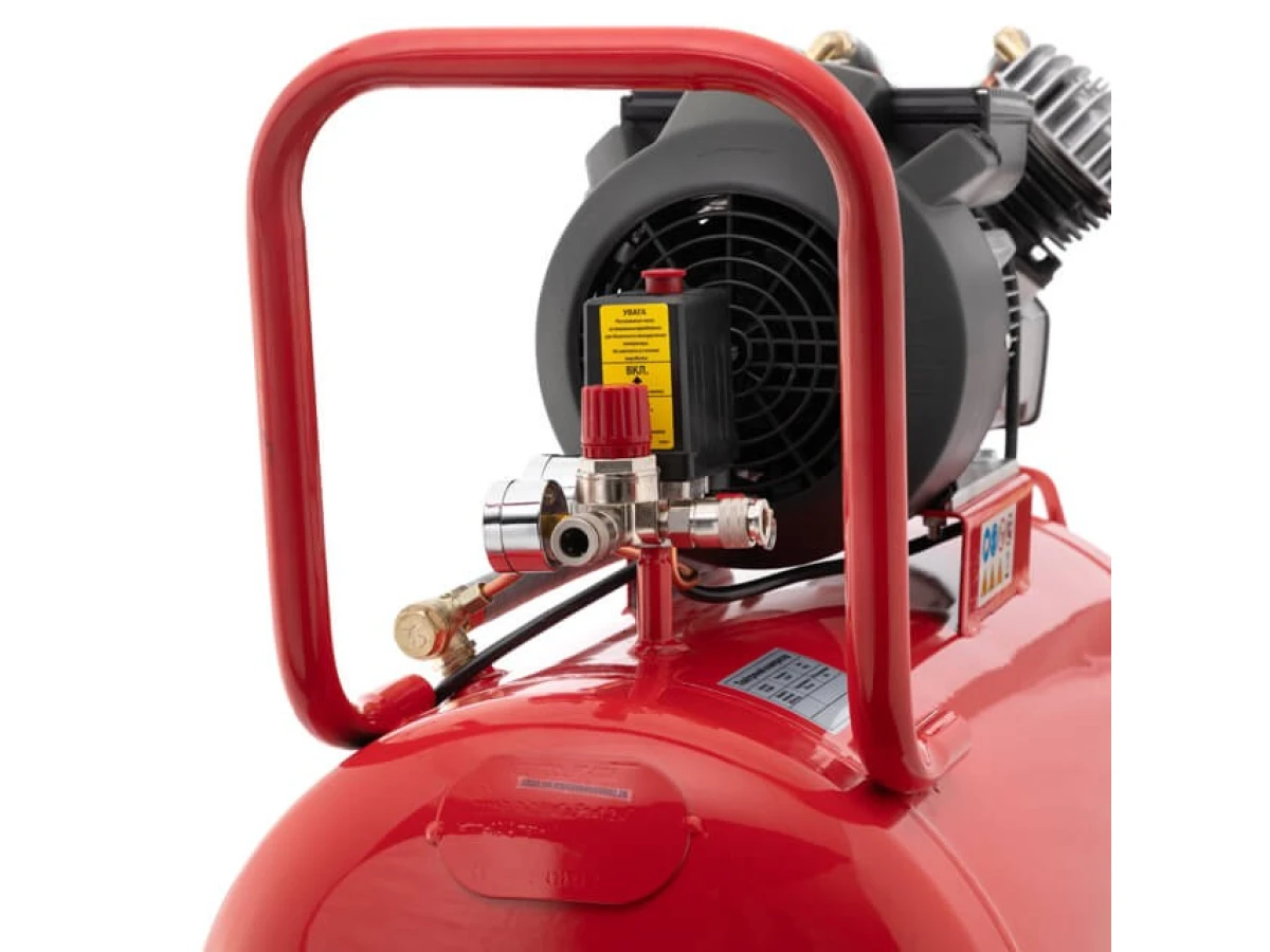 Компресор 100 л, 3 кВт, 220 В, 10 aтм, 420 л/хв, 2 циліндри. INTERTOOL PT-0008 