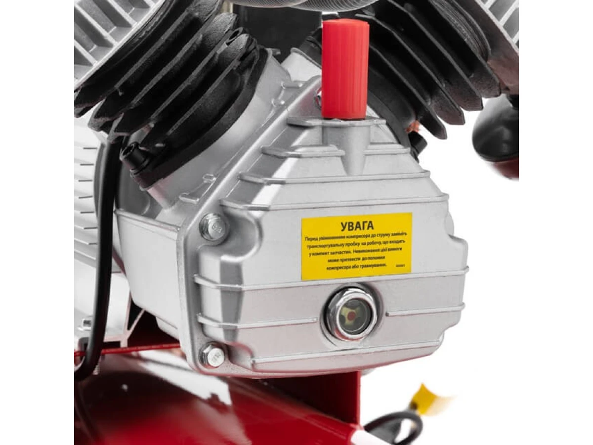 Компресор 100 л, 3 кВт, 220 В, 10 aтм, 420 л/хв, 2 циліндри. INTERTOOL PT-0008 