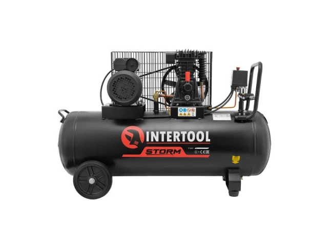 Компресор 100 л, 1.8 кВт, 220 В, 10 атм, 250 л/хв INTERTOOL PT-0012 