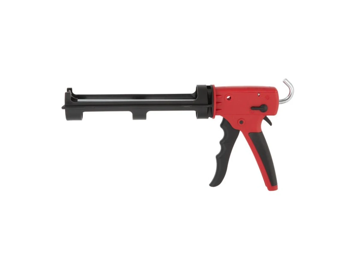 Пістолет для видавлювання силікону 1300 Н Проф, посилений пластик, 2 режими, аквастоп INTERTOOL HT-0028 