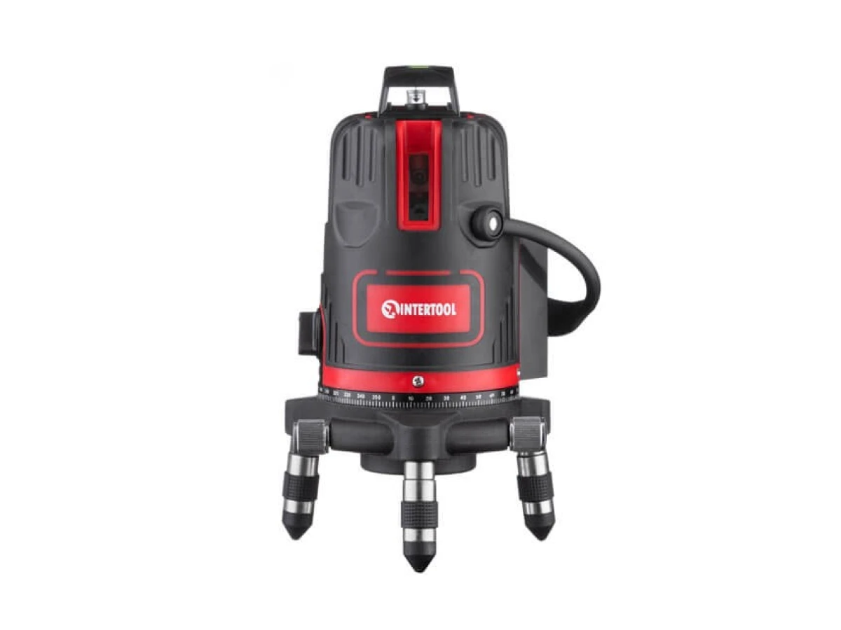 Уровень лазерный 5 лазерных головок, красный лазер INTERTOOL MT-3004 