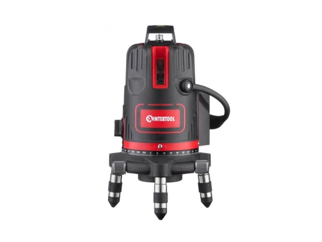 Уровень лазерный 5 лазерных головок, красный лазер INTERTOOL MT-3004 