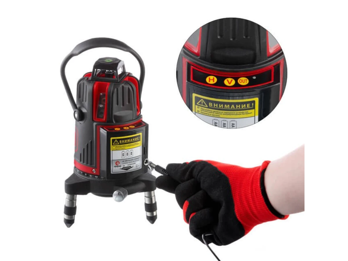 Уровень лазерный 5 лазерных головок, красный лазер INTERTOOL MT-3004 