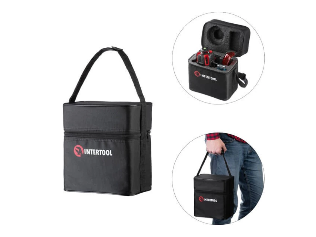 Уровень лазерный 5 лазерных головок, красный лазер INTERTOOL MT-3004 