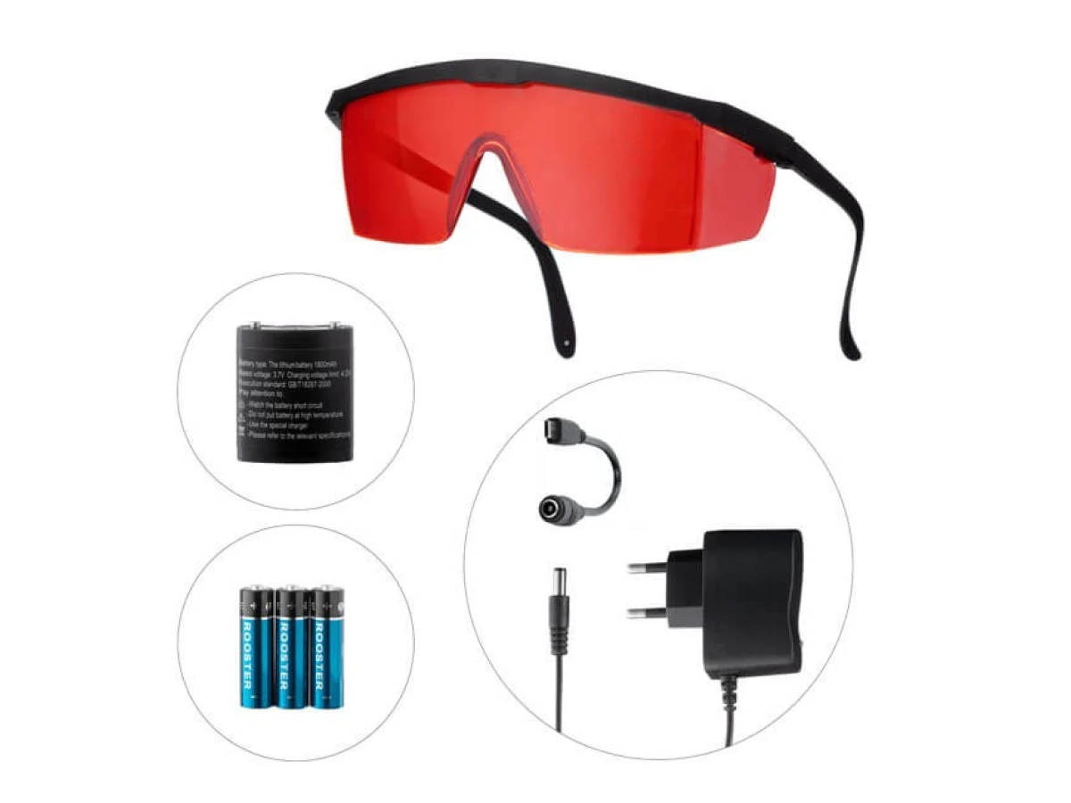 Уровень лазерный 5 лазерных головок, красный лазер INTERTOOL MT-3004 