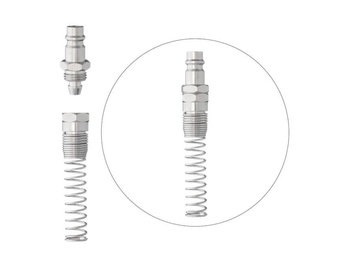 Перехідник з пружиною зі спірального або прямого шланга 6,5х10 мм на відповідну частину швидкороз'ємного з'єднання INTERTOOL PT-1836 