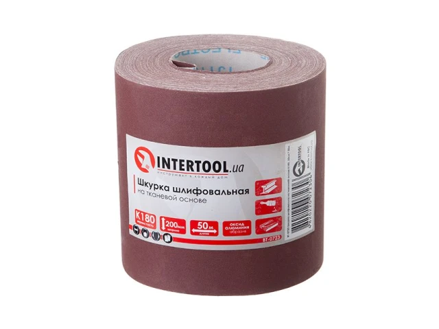 Шлифовальная шкурка на тканевой основе К180, 20 cм x 50 м INTERTOOL BT-0723 