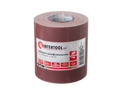Шлифовальная шкурка на тканевой основе К220, 20 cм x 50 м INTERTOOL BT-0724