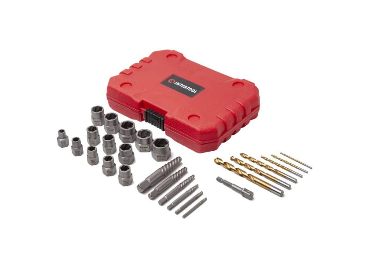 Набор экстракторов и сверл для поврежденных болтов и гаек, 26шт INTERTOOL SD-8009 