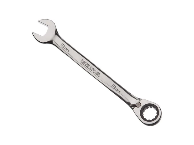 Ключ комбинированный с трещоткой 19 мм, Cr-V, PROF DIN3113 INTERTOOL XT-1319 