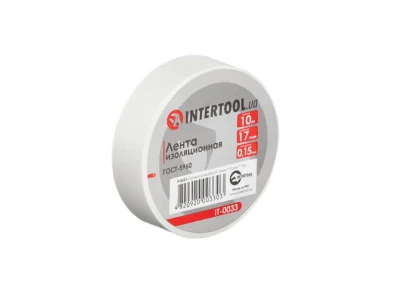 Стрічка ізоляційна, 17 мм * 10 м * 0.15 мм, біла INTERTOOL IT-0033