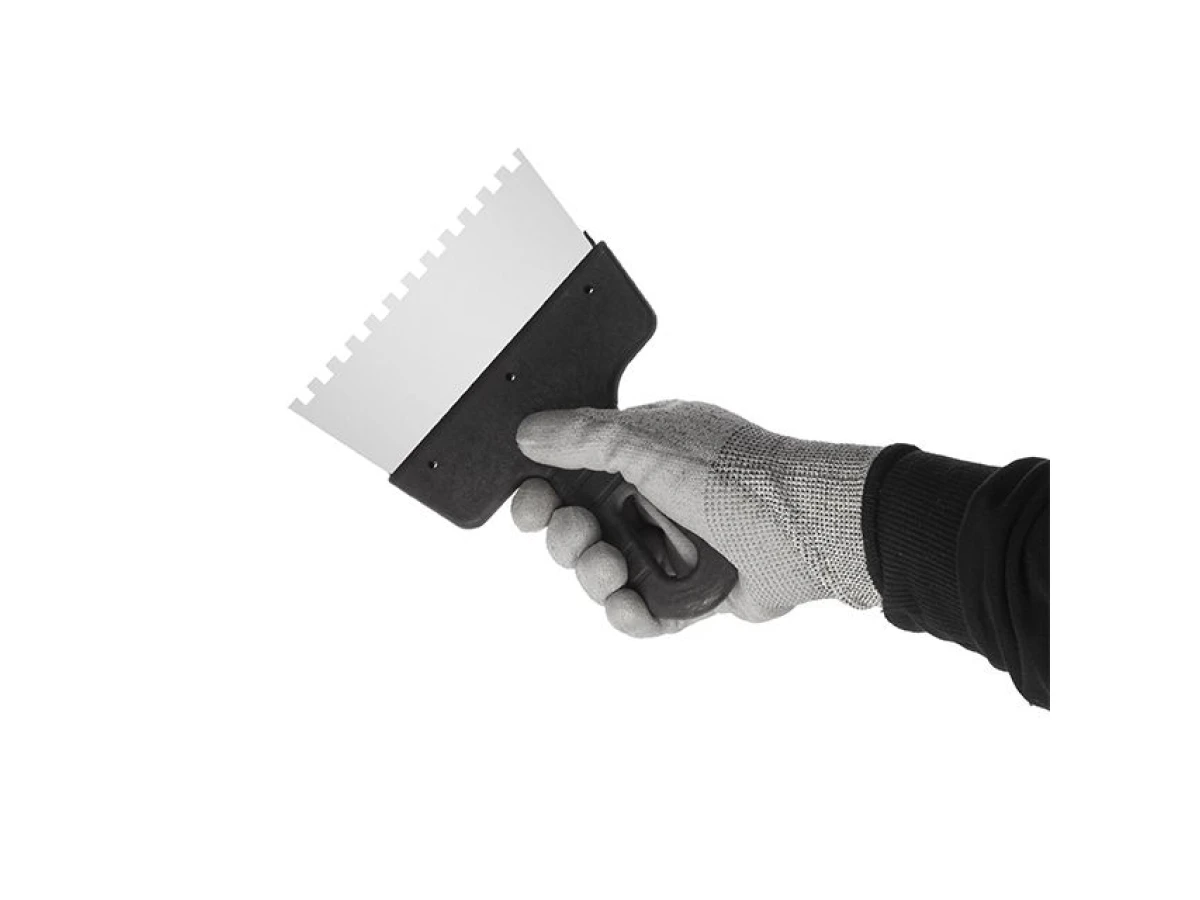 Шпатель из нержавеющей стали 150мм с зубом 6x6мм INTERTOOL KT-2156 