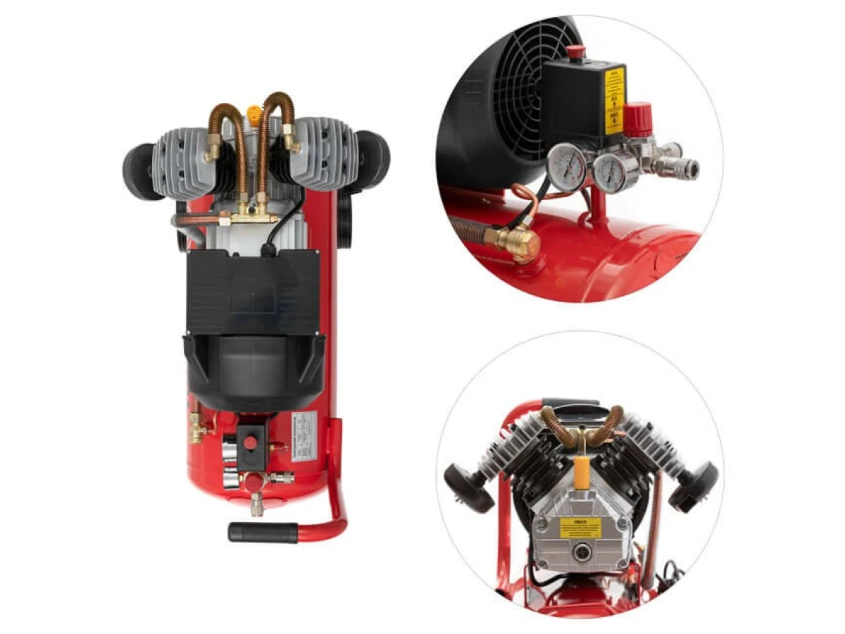 Компресор 50 л, 4 HP, 3 кВт, 220 В, 10 aтм, 420 л/хв, 2 циліндри. INTERTOOL PT-0007 