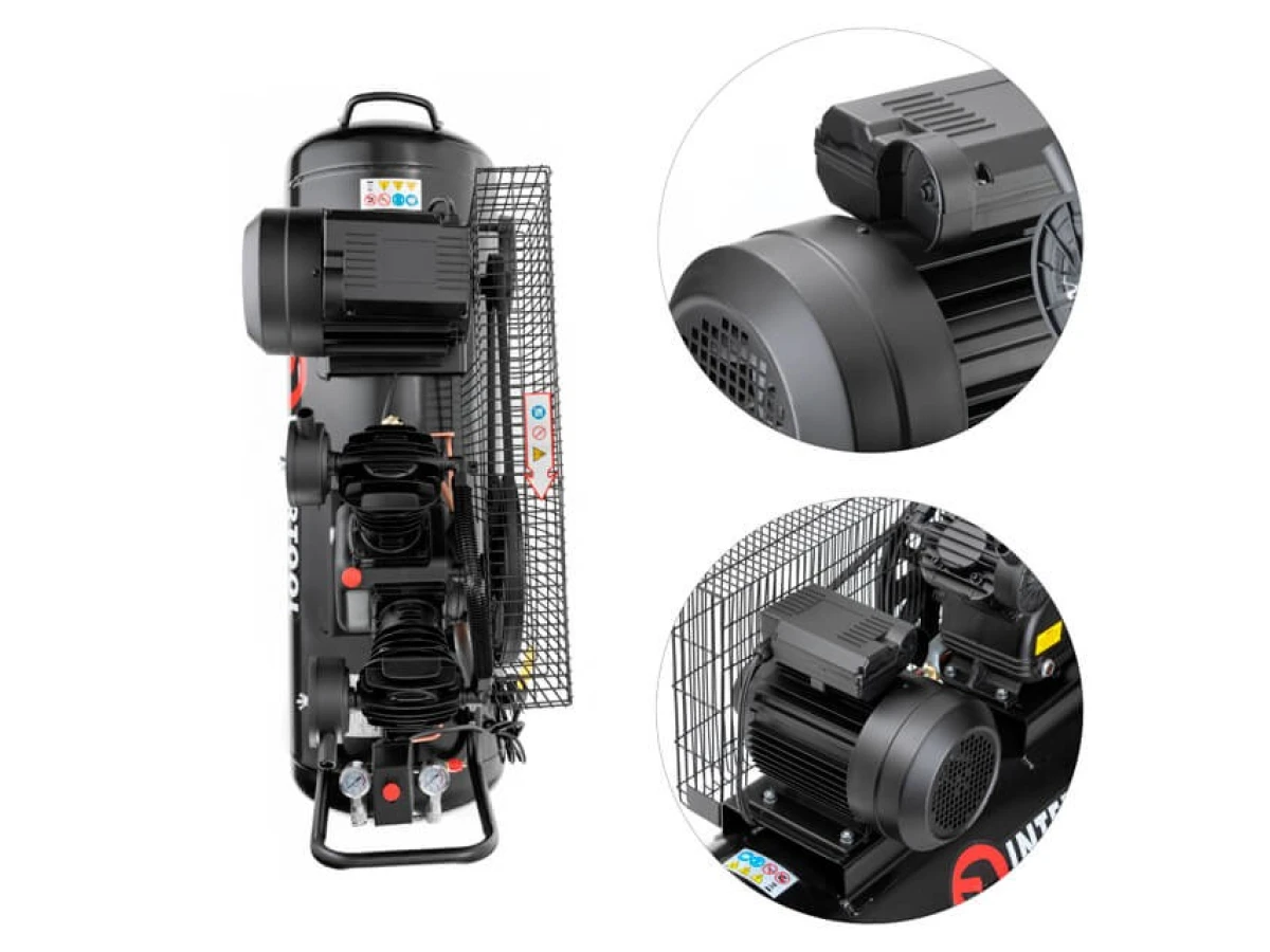 Компресор 100 л, 3 кВт, 220 В, 10 aтм, 500 л/хв., 2 циліндри, STORM INTERTOOL PT-0014 