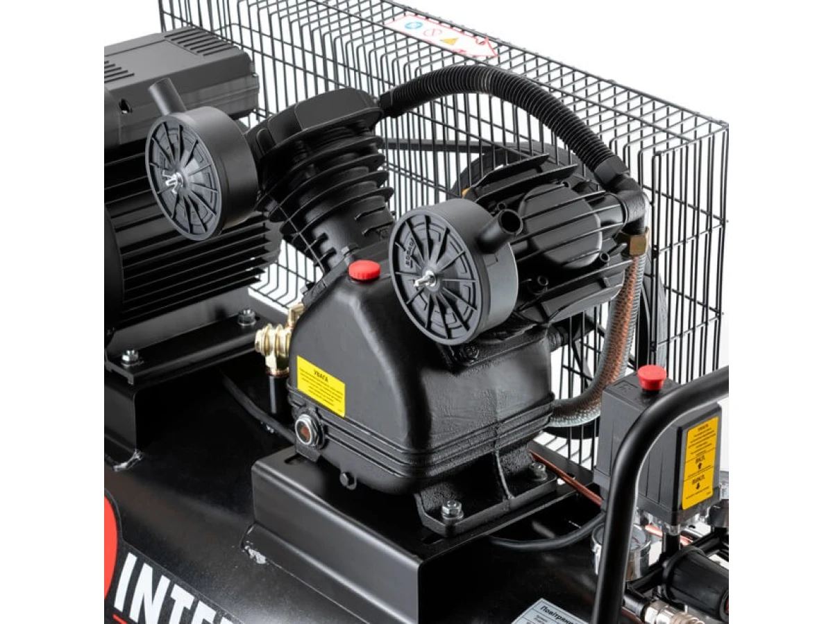 Компресор 100 л, 3 кВт, 220 В, 10 aтм, 500 л/хв., 2 циліндри, STORM INTERTOOL PT-0014 