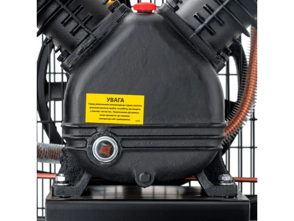 Компресор 100 л, 3 кВт, 220 В, 10 aтм, 500 л/хв., 2 циліндри, STORM INTERTOOL PT-0014 