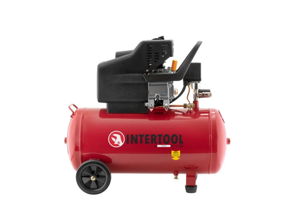 Компресор 50 л, 1500 Вт, 220 В, 8 aтм, 206 л/хв. INTERTOOL PT-0003 