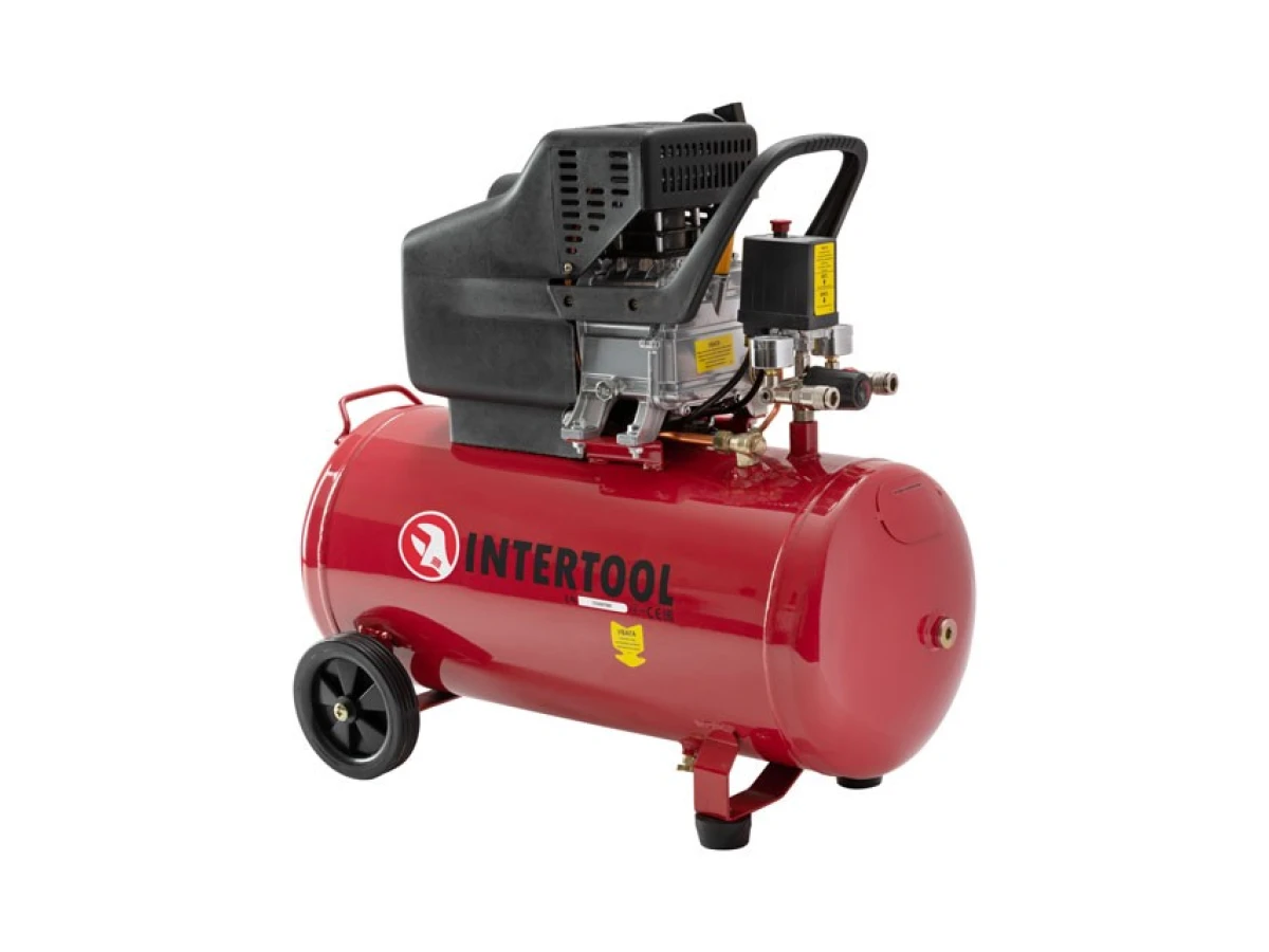 Компресор 50 л, 1500 Вт, 220 В, 8 aтм, 206 л/хв. INTERTOOL PT-0003 