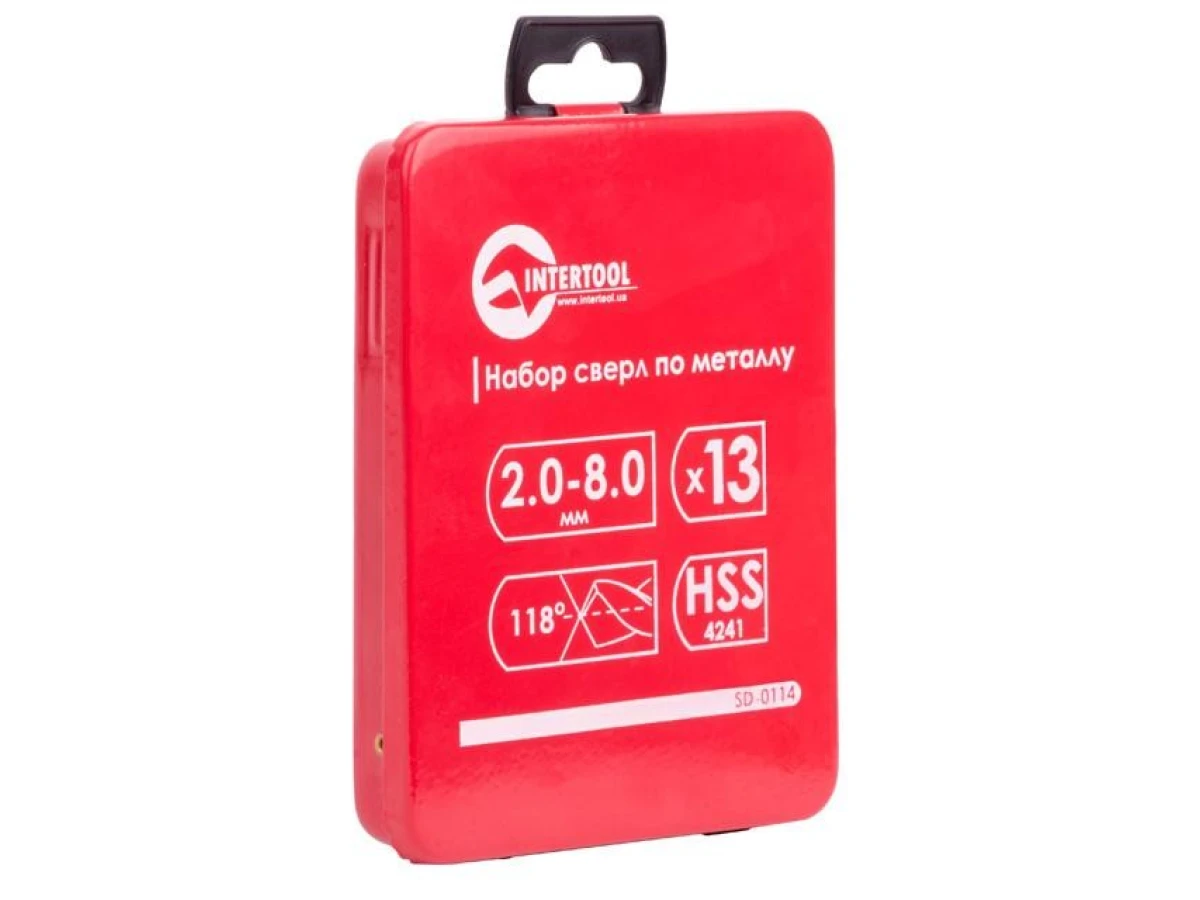 Набір свердел по металу HSS 13шт (2.0-8.0), полірована сталь INTERTOOL SD-0114 