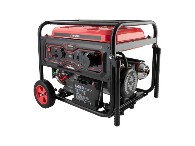 Генератор бензиновый 8/8.5 кВт, 220/380 В, 25 л, электро+ручной старт, медная обмотка, STORM INTERTOOL DT-1186 