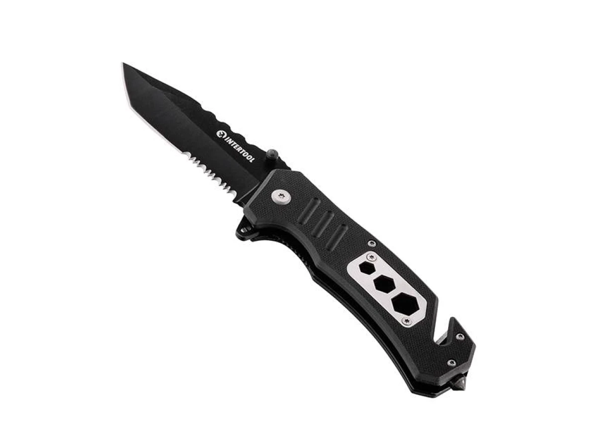 Ніж складаний 83 мм з лезом для розрізання ременів INTERTOOL HT-0599 