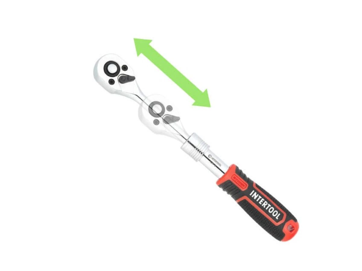 Рукоятка з храповим механізмом телескопічна, 72 зуба 1/4 ", Cr-V STORM INTERTOOL ET-8004 