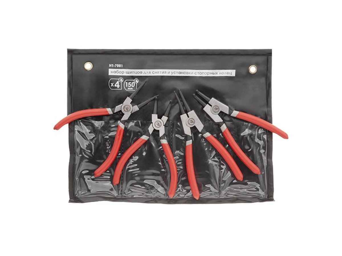 Набiр щипців для зняття і встановлення стопорних кілець 150 мм, 4 шт INTERTOOL HT-7001 