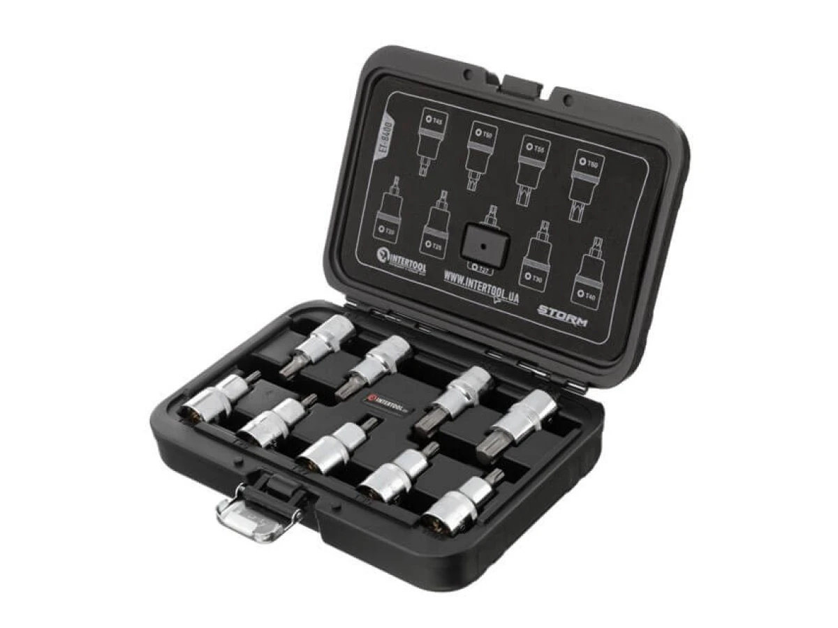 Набір біт TORX 1/2" T20-T60, 55 мм, S2, STORM INTERTOOL ET-8400 