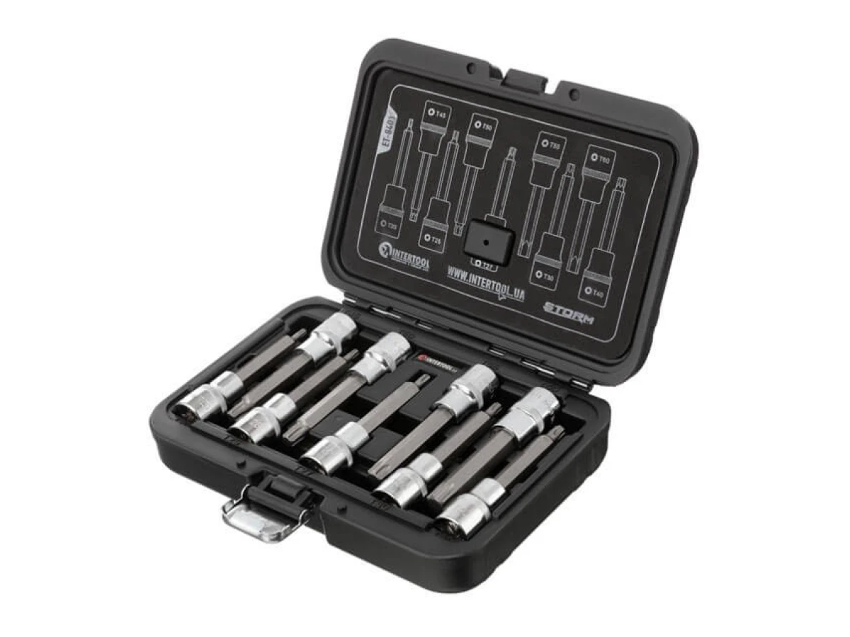 Набір біт TORX 1/2" T20-T60, 100 мм, S2, STORM INTERTOOL ET-8401 
