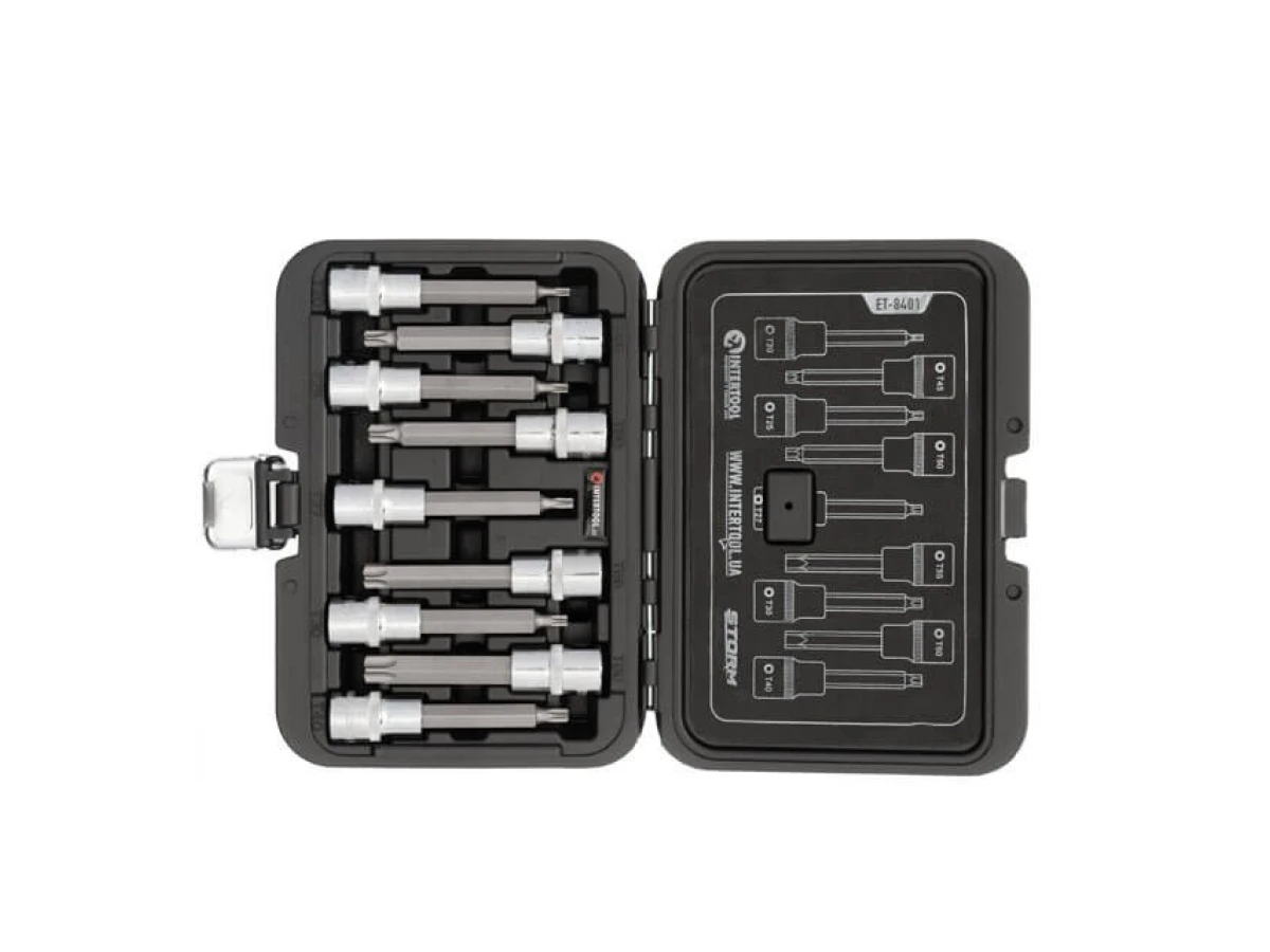 Набір біт TORX 1/2" T20-T60, 100 мм, S2, STORM INTERTOOL ET-8401 